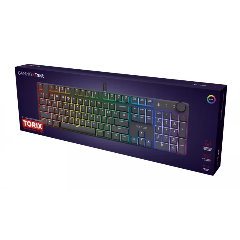 Mechanical Gaming Keyboard TRUST GXT 866 TORIX USB Full-size 104-key QWERTY Black RGB