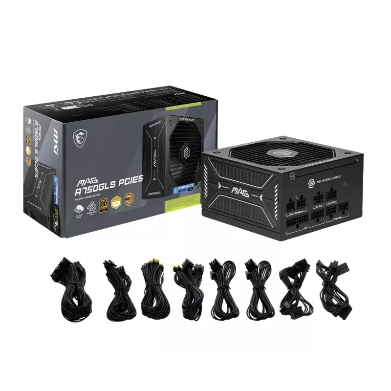 Power supply unit MSI MAG A750GLS PCIE5 750W 24-pin ATX Fully-Modular 80 PLUS Gold Black