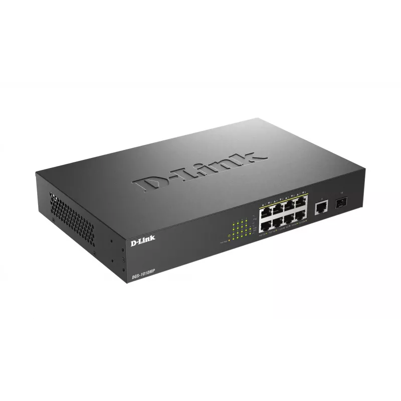 D-Link DGS-1010MP/E network switch Unmanaged L2 Gigabit Ethernet (10/100/1000) Power over Ethernet (PoE) 1U Black