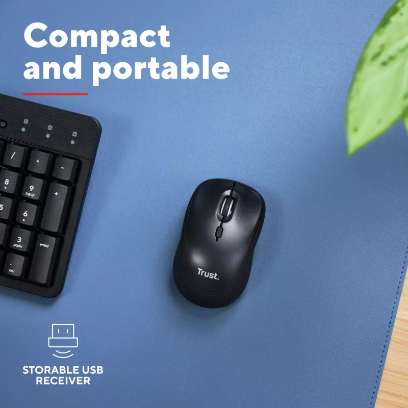 Trust Yvi+ mouse Universal Ambidextrous RF Wireless + Bluetooth Optical 1600 DPI