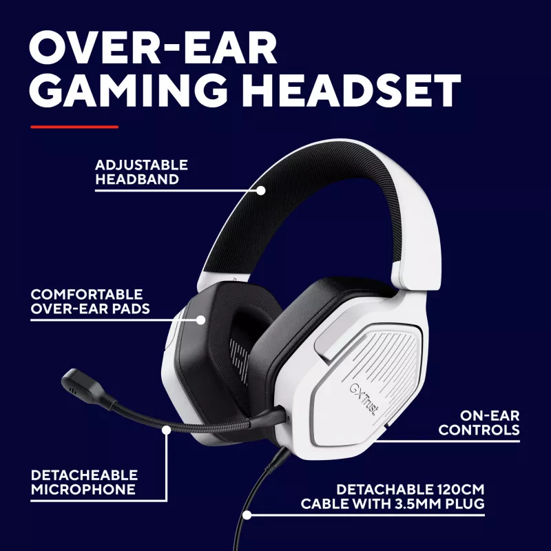 Trust GXT492W Carus Headset Wired Head-band Gaming White