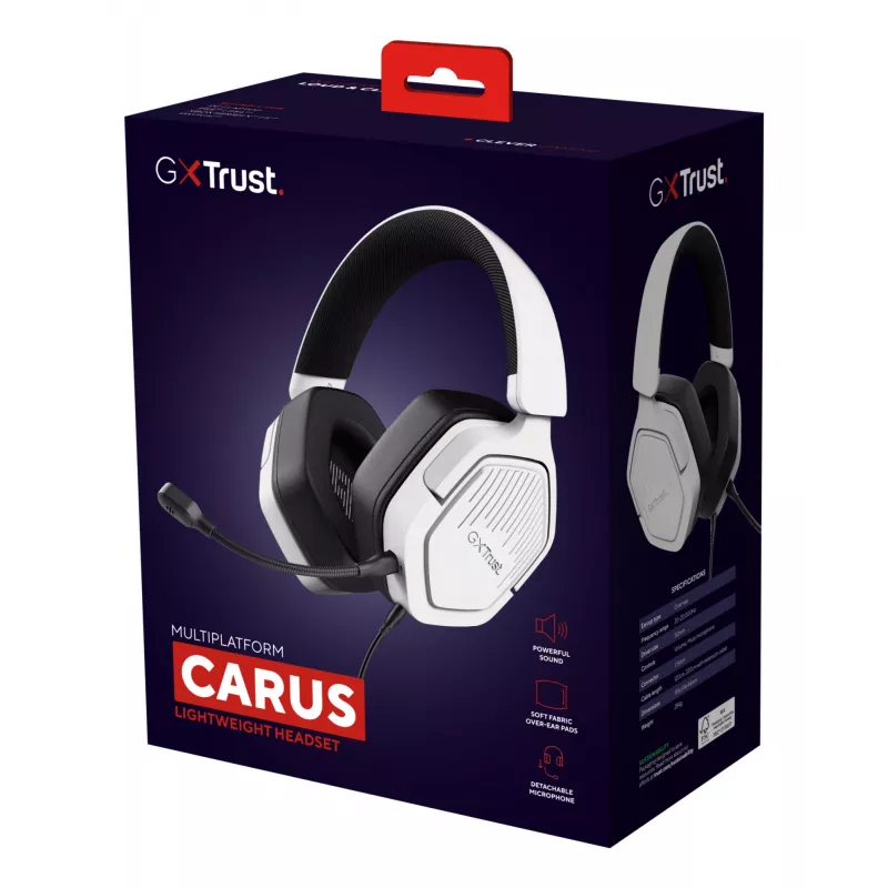Trust GXT492W Carus Headset Wired Head-band Gaming White