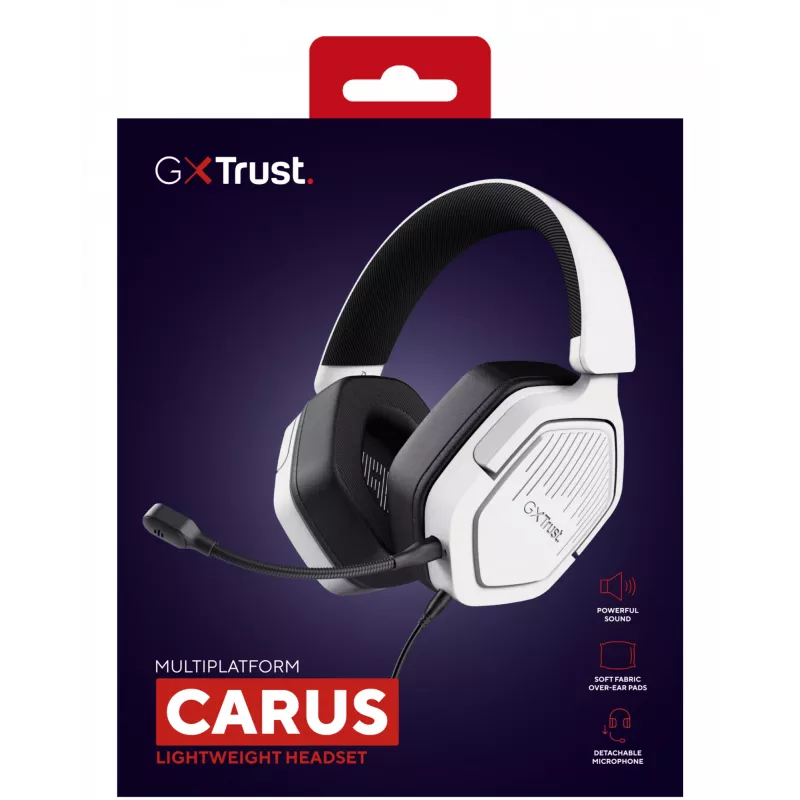 Trust GXT492W Carus Headset Wired Head-band Gaming White