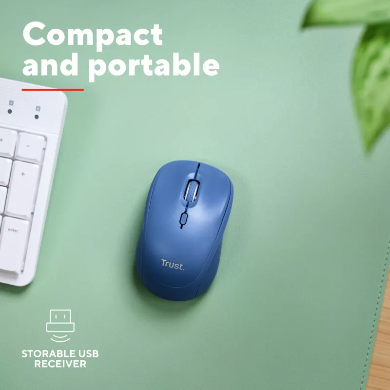 Trust Yvi+ mouse Universal Ambidextrous RF Wireless + Bluetooth Optical 1600 DPI