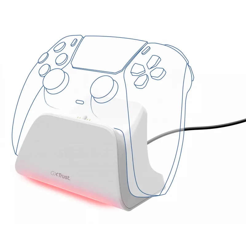 Charging station TRUST GXT255W for PS5 Dual charging, white
