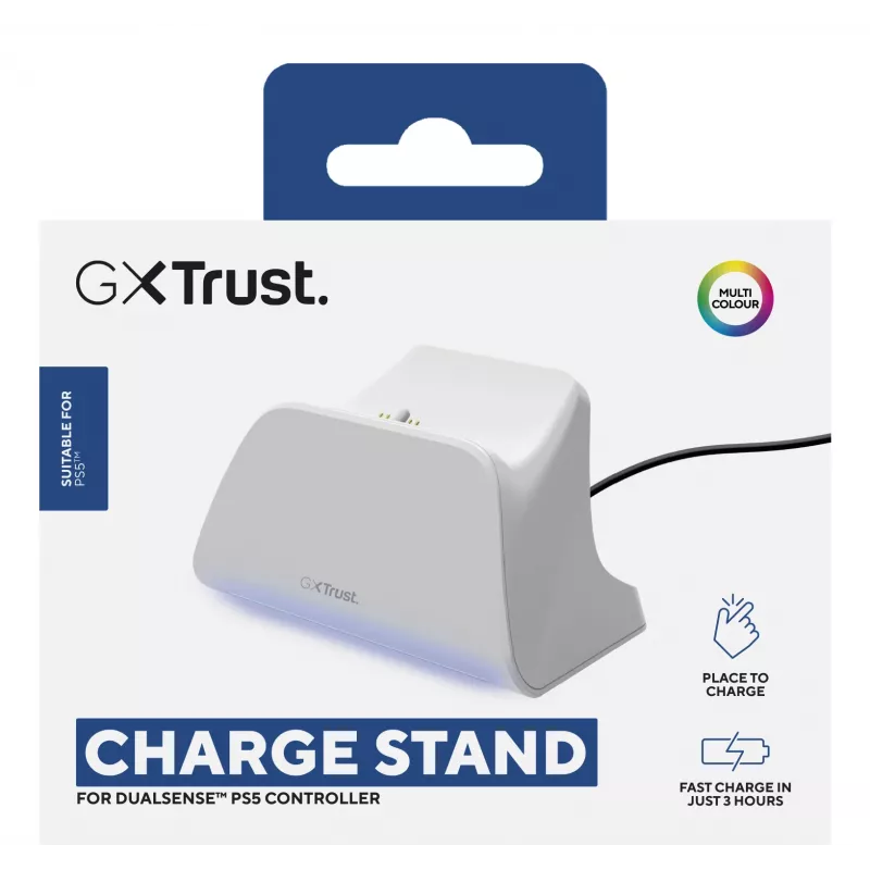 Charging station TRUST GXT255W for PS5 Dual charging, white