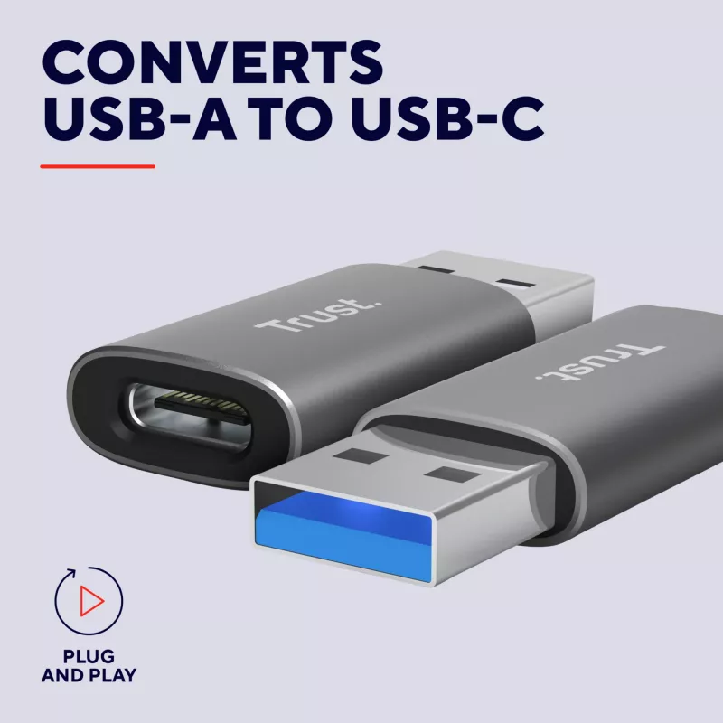 Trust Calyx USB Type-C USB Type-A Grey Connector 1 USB Type-C Connector 2 USB Type-A