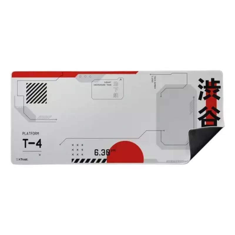 Gaming mouse pad TRUST GXT 759 XXL — PET surface, 900×400 mm, stitched edges, non-slip base (Black/Grey/Red/White)