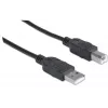 Manhattan USB-A to USB-B Cable, 3m, Male to Male, 480 Mbps (USB 2.0), Hi-Speed USB, Black, Lifetime Warranty, Equivalent to USB2HAB3M.