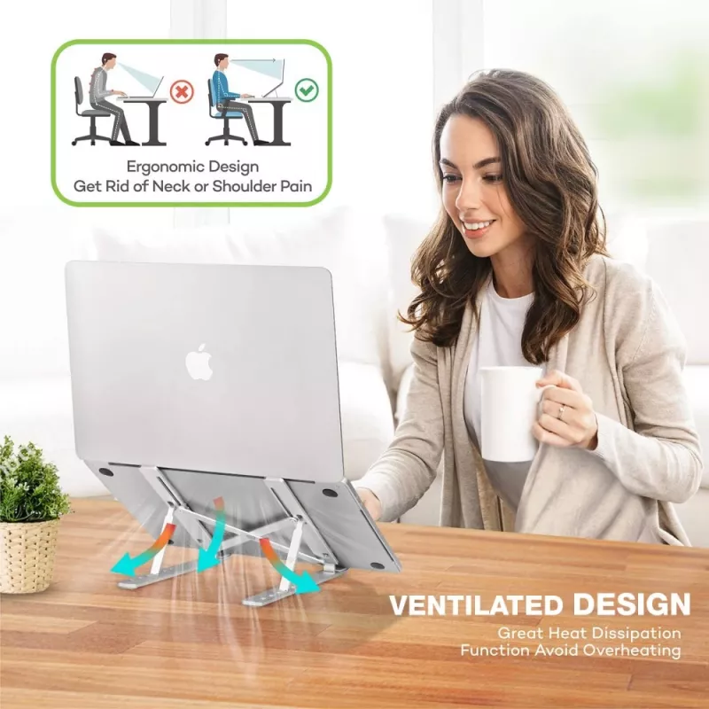 Laptop stand Techly ICA-TBL 134TY Silver Aluminium Height 55-155mm