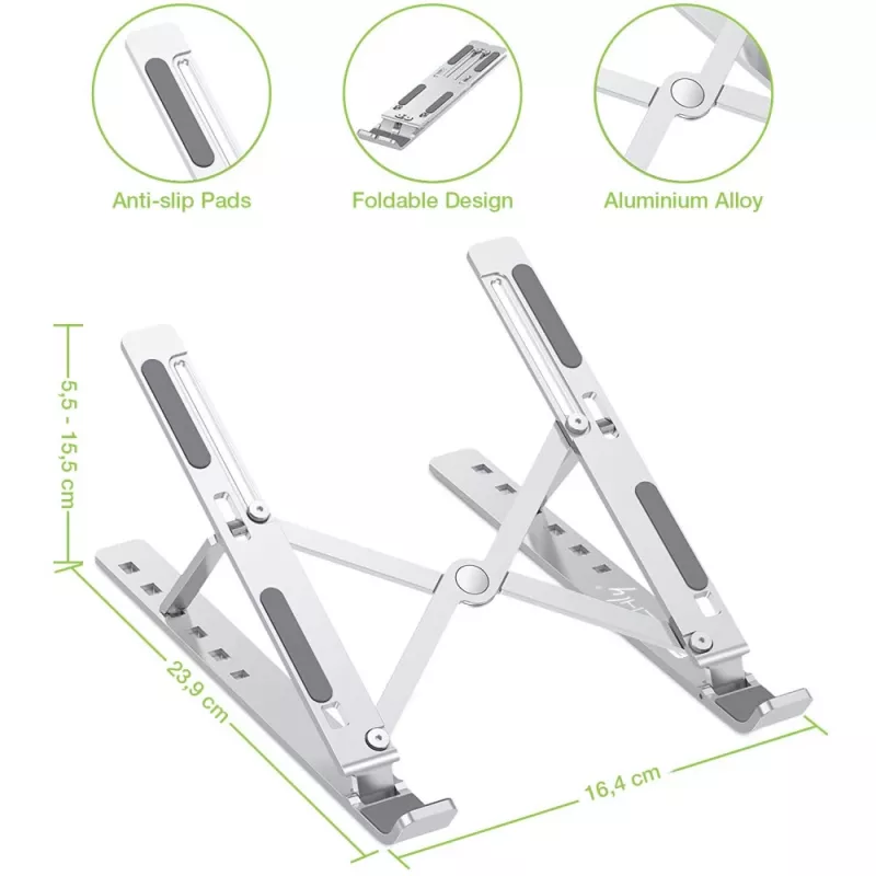 Laptop stand Techly ICA-TBL 134TY Silver Aluminium Height 55-155mm