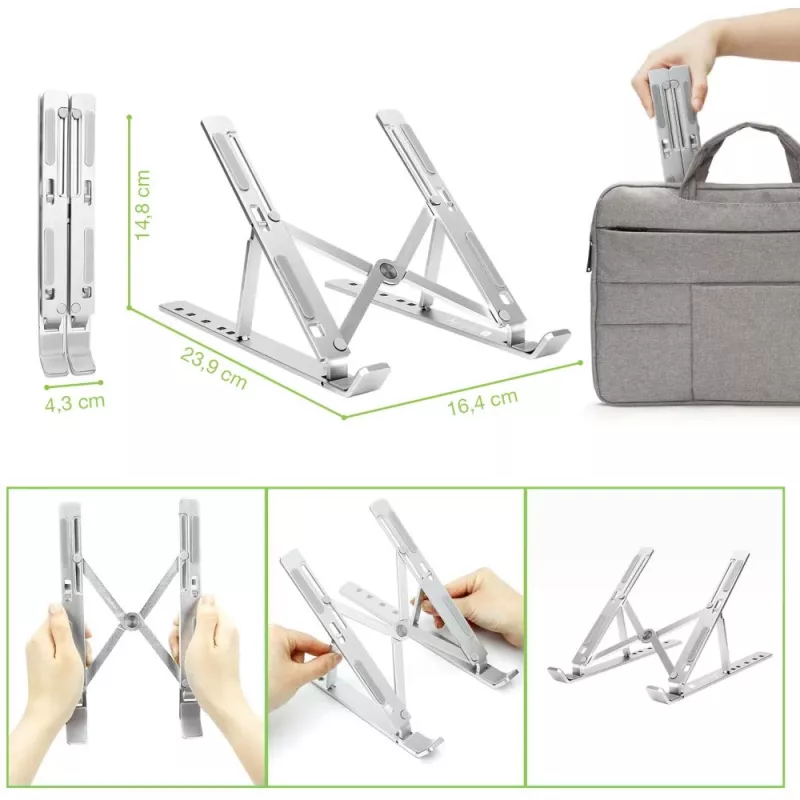 Laptop stand Techly ICA-TBL 134TY Silver Aluminium Height 55-155mm
