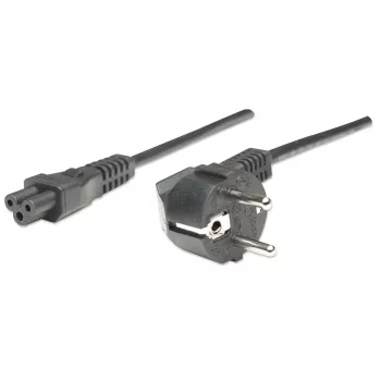 Manhattan Mains Power Cord/Cable, Euro 2-pin (CEE 7/4 Schuko) plug to C5 Female (cloverleaf/triangular), 1.8m, 16A, Lead, Lifetime Warranty