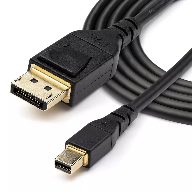 StarTech.com 6ft (2m) VESA Certified Mini DisplayPort to DisplayPort 1.4 Cable - 8K 60Hz HBR3 HDR - Super UHD mDP to DP 1.4 Cord - Slim (34 AWG) Ultra HD 4K 120Hz - Monitor/Video Cable