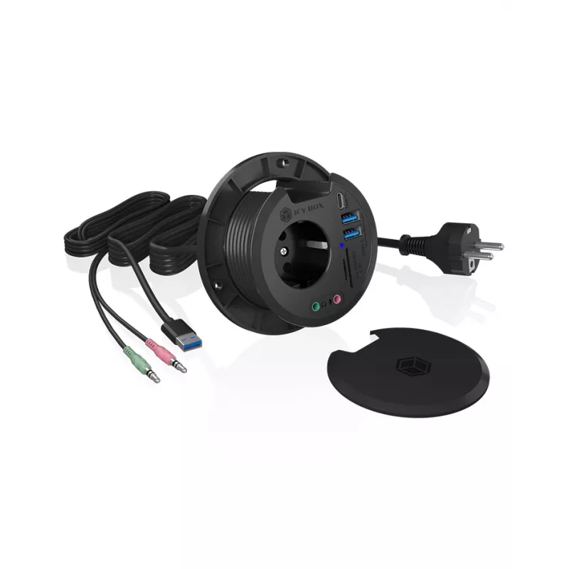 ICY BOX IB-HUB1430-CR socket-outlet Black