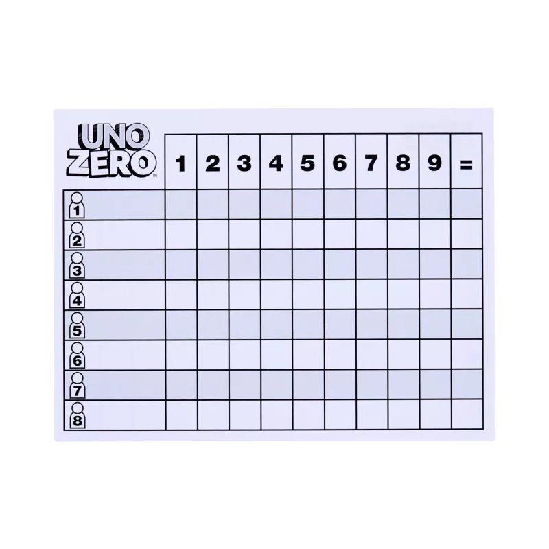 Card Game MATTEL UNO Zero — Shedding Card Game, Age 7+, Includes Deck and Scorecard
