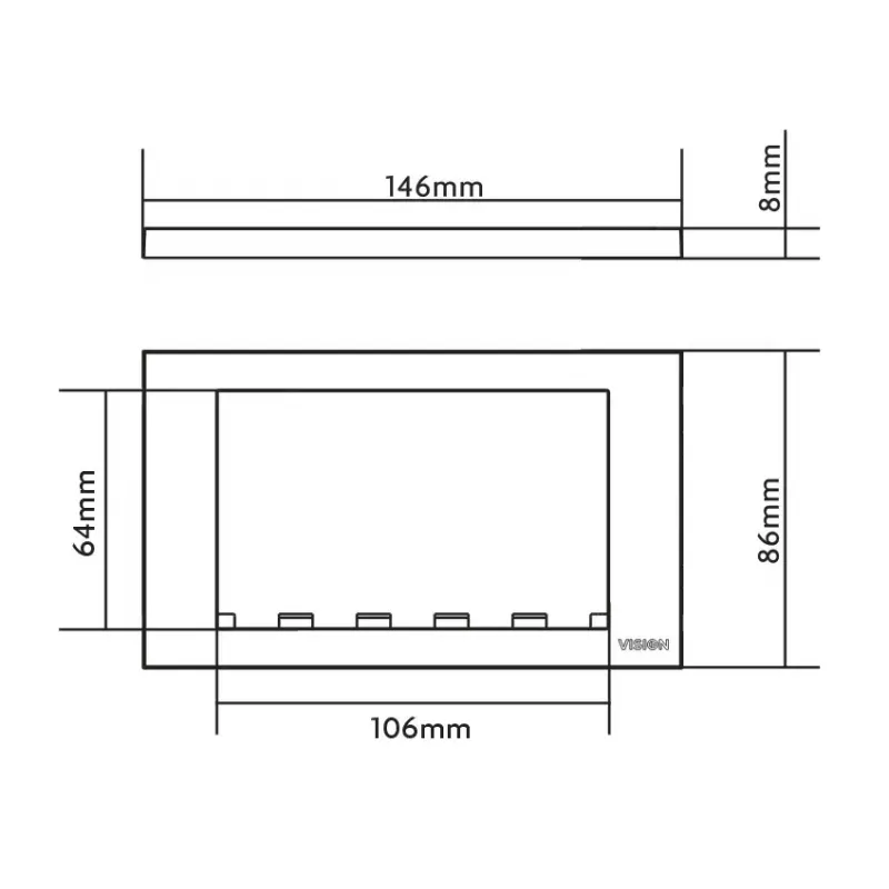 Wall plate switch cover Vision TC3 SURR2G White