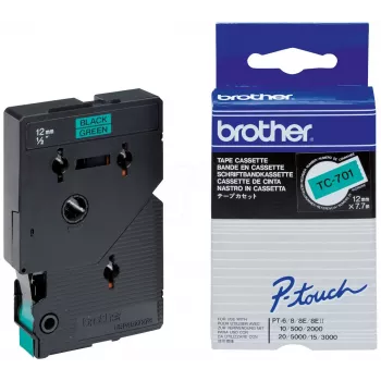 Labeling Tape Brother TC701 12mm Black on Green