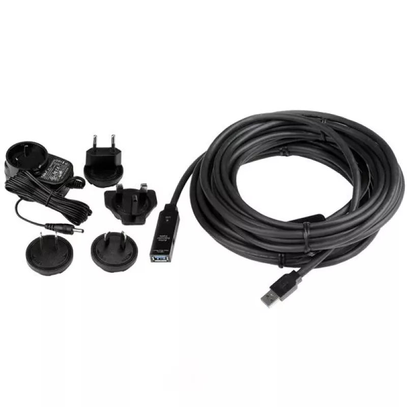 StarTech.com 10m USB 3.0 Active Extension Cable - M/F, 10 m, USB A, USB A, USB 3.2 Gen 1 (3.1 Gen 1), 5 Gbit/s, Black