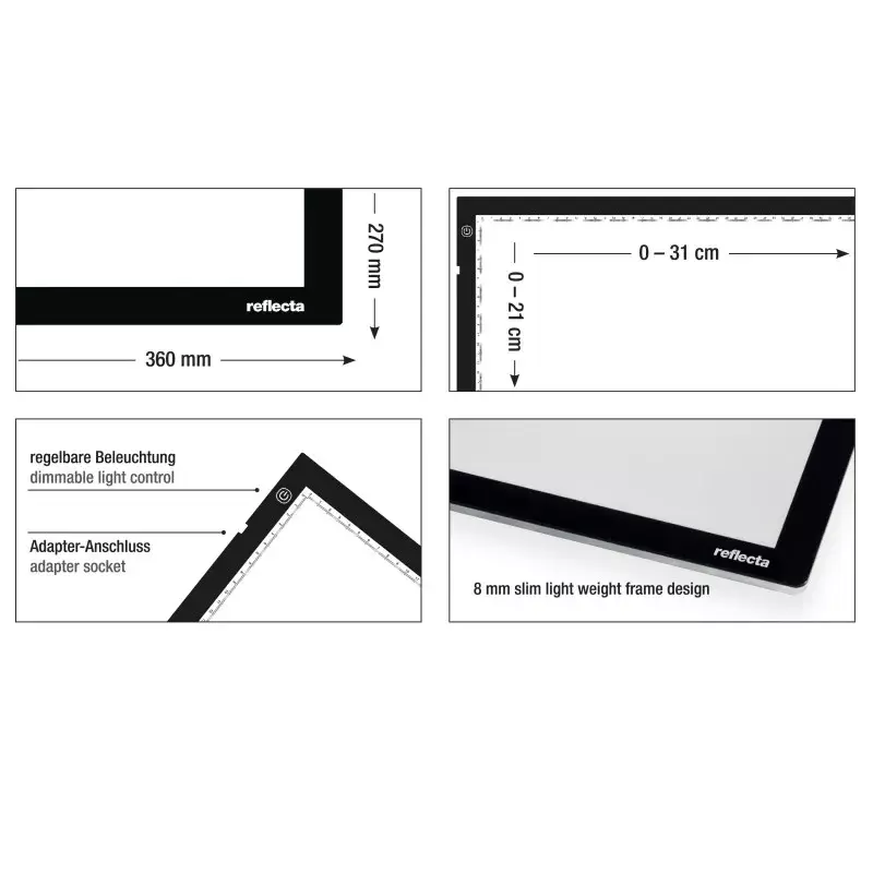 Single picture frame Reflecta LED Light Pad A4 Super Slim Black 31x21 cm