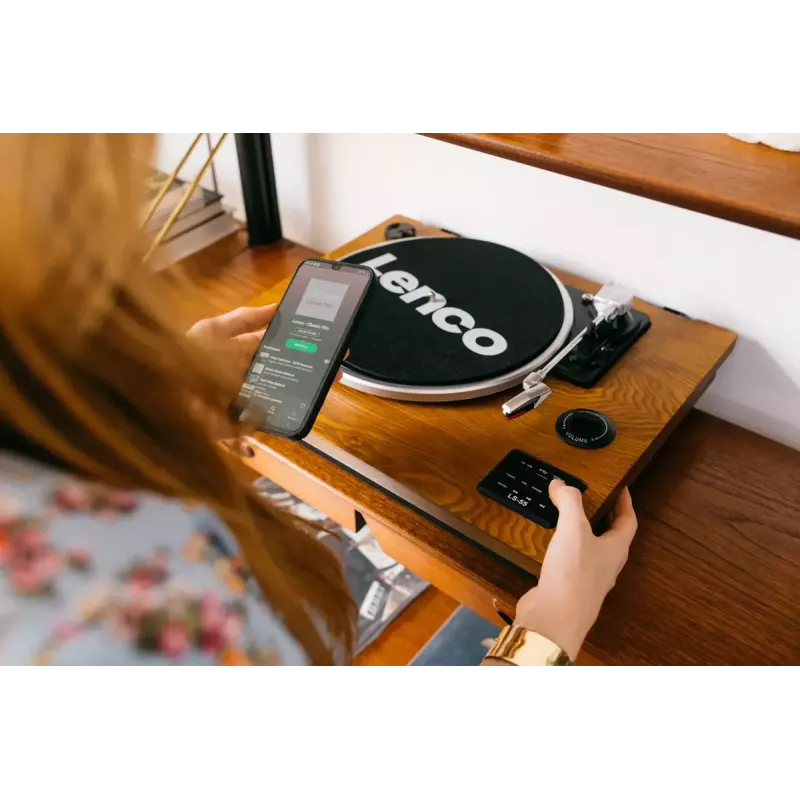 Belt-drive audio turntable Lenco LS-55WA Wood Semi Automatic USB Bluetooth