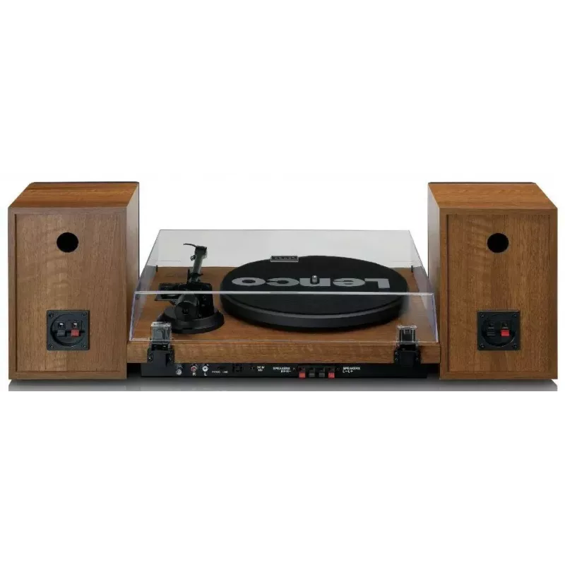 Turntable Lenco LS-480WD with built-in amplifier, Bluetooth, belt drive, 33/45 RPM, 2×30W RMS, wooden speakers