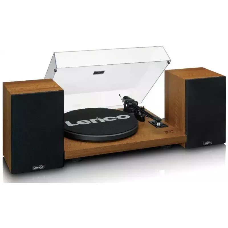 Turntable Lenco LS-480WD with built-in amplifier, Bluetooth, belt drive, 33/45 RPM, 2×30W RMS, wooden speakers