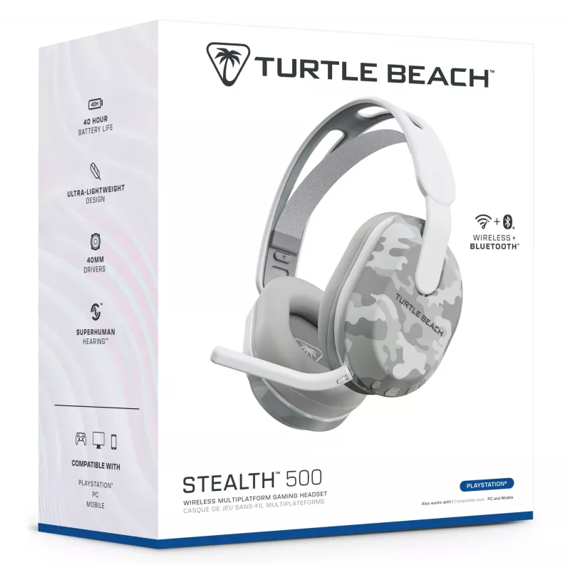 Turtle Beach Stealth 500 Arctic Camo PlayStation Wireless Gaming Headset with up to 40hr Battery and Bluetooth for PS5, PS4, PC and Mobile