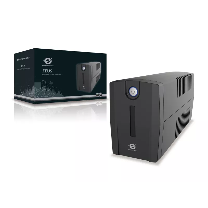 Conceptronic ZEUS 650VA 360W UPS, schuko socket, Line-Interactive, 0.65 kVA, 360 W, 220 V, 240 V, 220 V