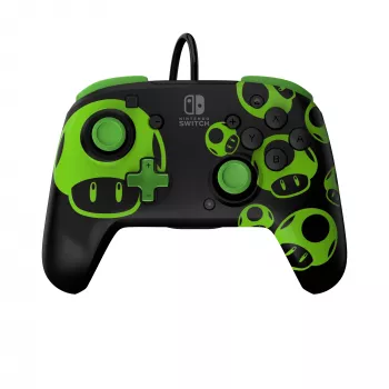 Gamepad PDP REMATCH Wired Controller 1-Up Glow in the Dark for Nintendo Switch, USB, 3m cable, D-pad, Home button, Black/Green