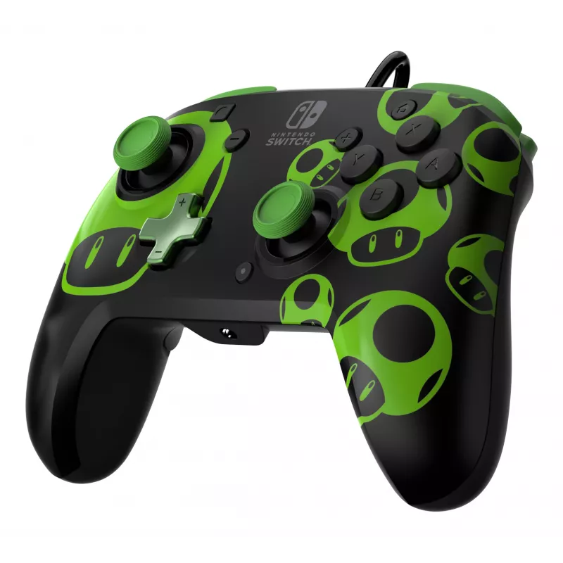 Gamepad PDP REMATCH Wired Controller 1-Up Glow in the Dark for Nintendo Switch, USB, 3m cable, D-pad, Home button, Black/Green