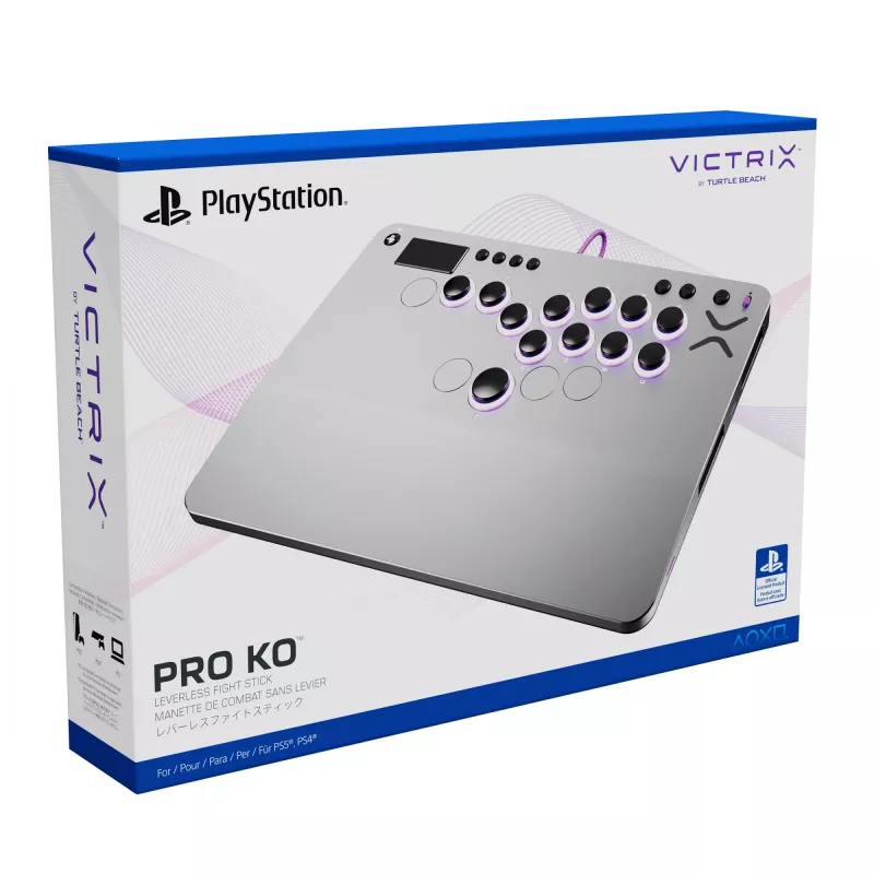 PDP Victrix Pro KO Leverless Fight Stick Grey USB Fightstick PC, PlayStation 4, PlayStation 5