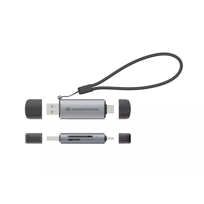 Conceptronic BIAN05G 2-in-1 USB 3.0 Dual Plug Card Reader, SD/MicroSD 3.0, UHS-I