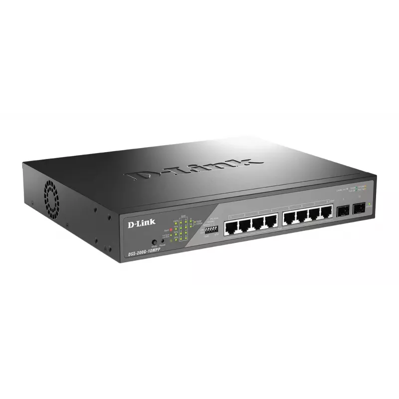 D-Link DSS-200G-10MPP network switch Managed L2 Gigabit Ethernet (10/100/1000) Power over Ethernet (PoE) 1U Black, Grey