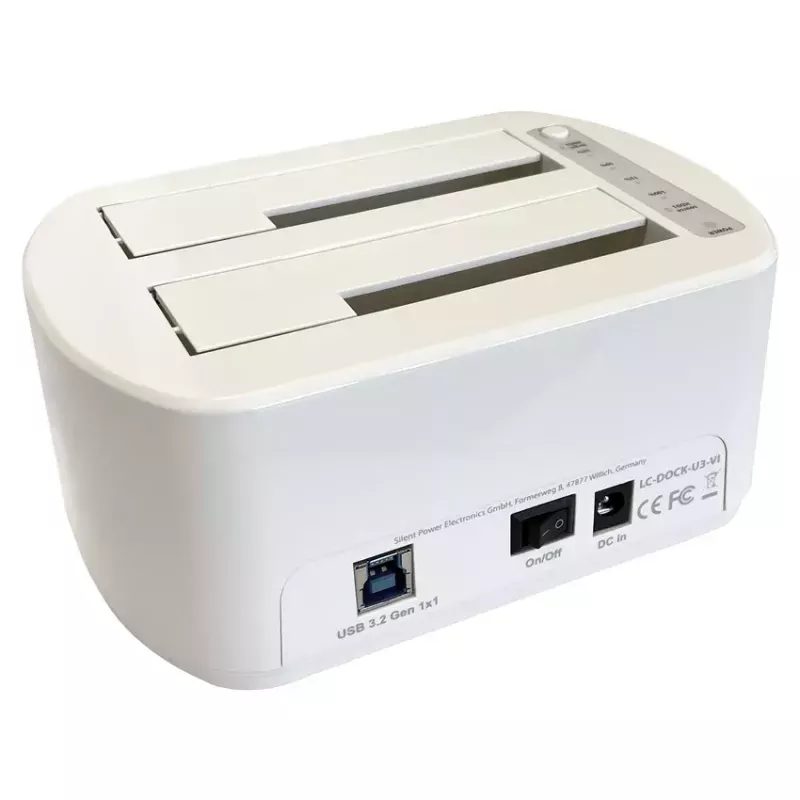 LC Power LC-DOCK-U3-VI - HDD / SSD Dockingstation - 2.5, 3.5 (6,4 cm, 8,9 cm) - 2 Sender/Kanal - SATA - USB 3,2 (Gen 2x1) - weiß, Eierschale (LC-DOCK-