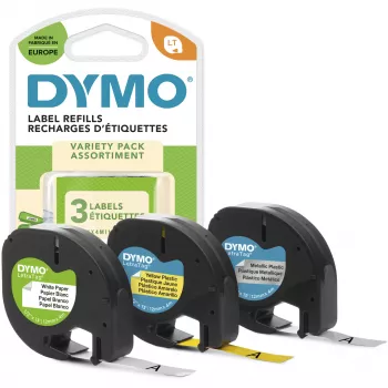 Label-making tape DYMO LetraTag assorted 3 pack