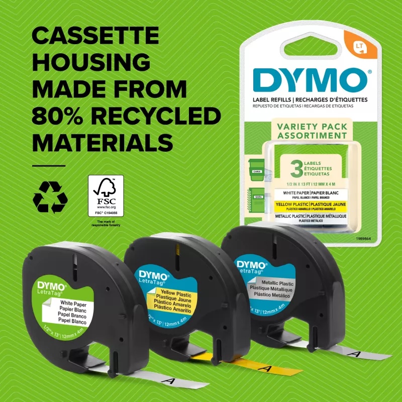 Label-making tape DYMO LetraTag assorted 3 pack