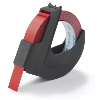 DYMO Authentic Embossing Label Tape | 9 mm x 3 m roll | White Print on Red | Self-Adhesive | for Embossing Label Makers | 1 Count