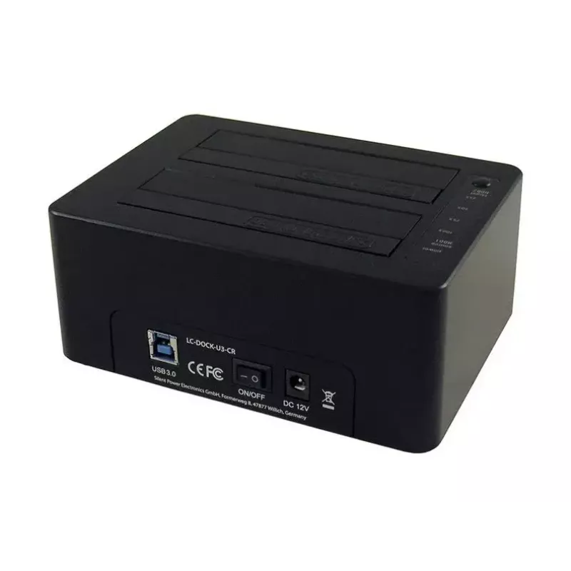 LC Power LC-DOCK-U3-CR - HDD-Dockingstation mit Netzanzeige, Ein/Aus-Schalter, Klon-Funktion Schächte: 2 - 2.5 / 3.5 gemeinsam genutzt (6,4 cm/8,9 cm 