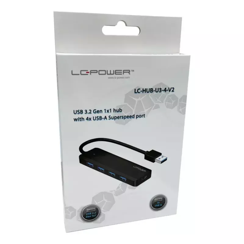 USB Hub LC-Power LC-HUB-U3-4-V2 USB 3.2 Gen 1 Type-A Type-C 5 Mbit/s Black