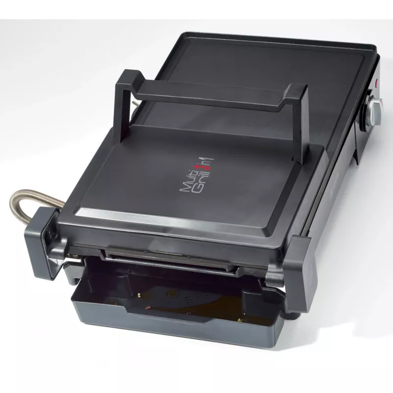 Ariete 1916 Multi Grill 3 in 1 - Electric Grill, Barbecue, Smooth and ribbed plate - 180 ° opening - Adjustable thermostat - 2400 Watt - Black