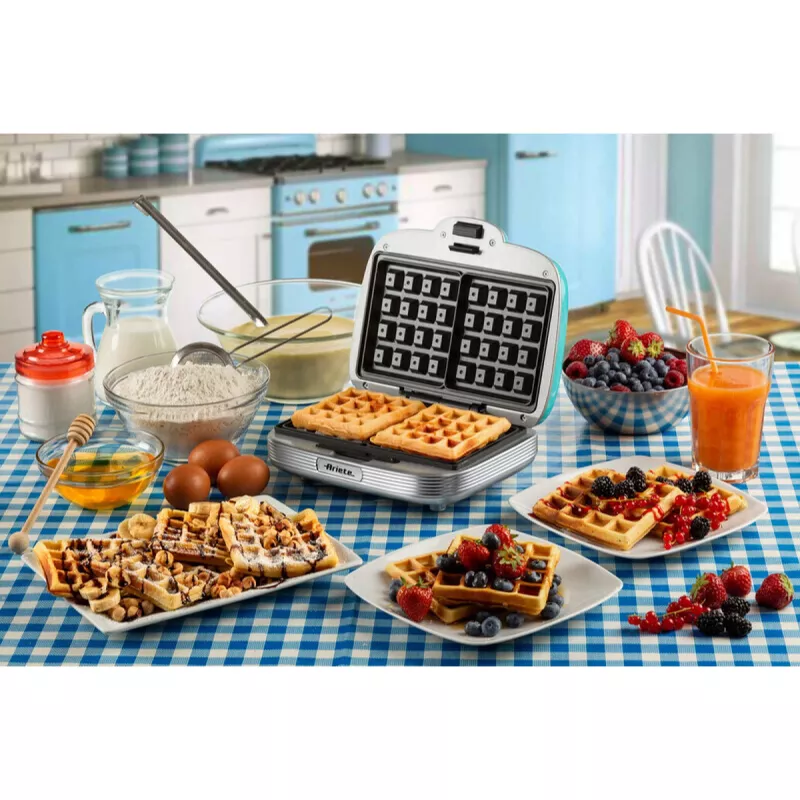 Ariete Waffle Maker, 700 W, Non-Stick Plates, Blue, Light Blue, 700 W, 700 W, 700 W, 210 mm, 250 mm