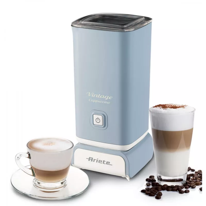 Ariete 2878 Vintage Milk Frother for Cappuccino, Tea, Hot and Cold Chocolate, Instant Drinks, 500 Watts, Pastel Light Blue Colour