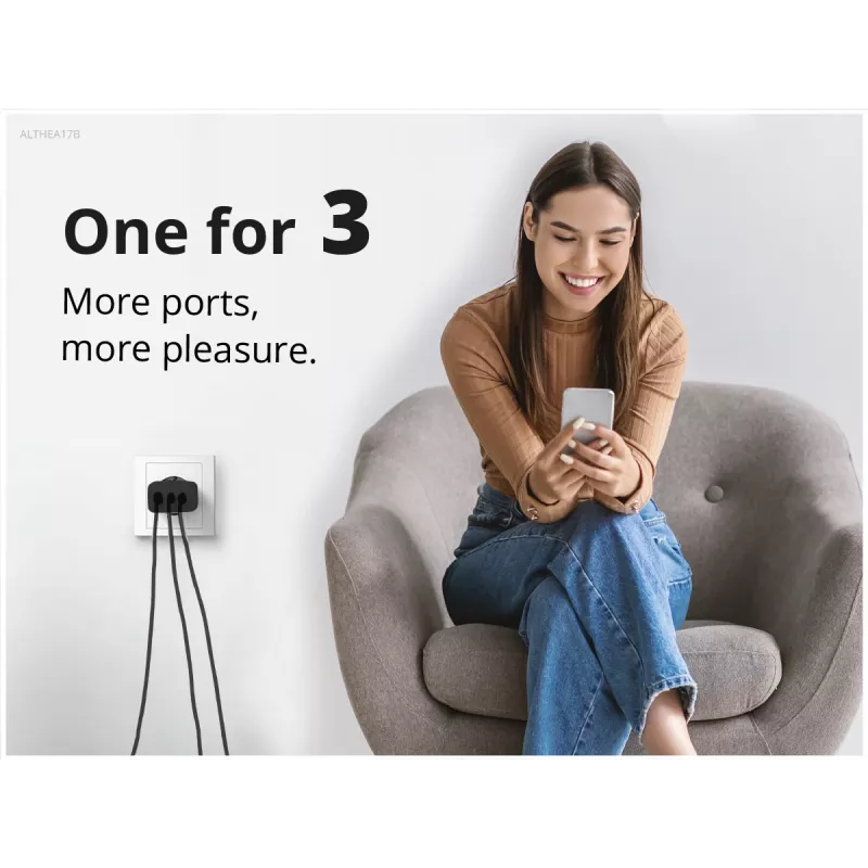 Conceptronic 3-Port 67W GaN USB PD Charger with USB-C Charging Cable, USB-C x 2, USB-A x 1, QC 3.0, PPS