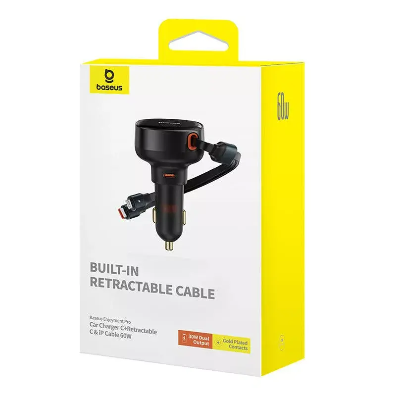 Baseus Enjoyment Pro 60W Car Charger USB Cable