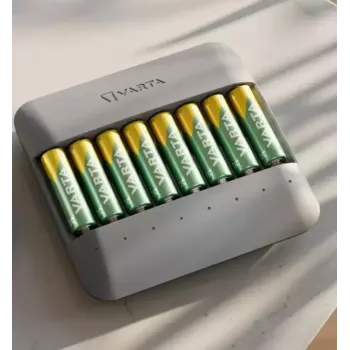 Battery charger Varta Eco Charger Multi — USB, NiMH AA/AAA, charges up to 8 batteries (2100 mAh, 1 h), grey