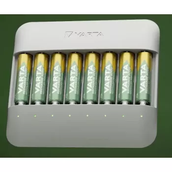 Battery charger Varta Eco Charger Multi — USB, NiMH AA/AAA, charges up to 8 batteries (2100 mAh, 1 h), grey