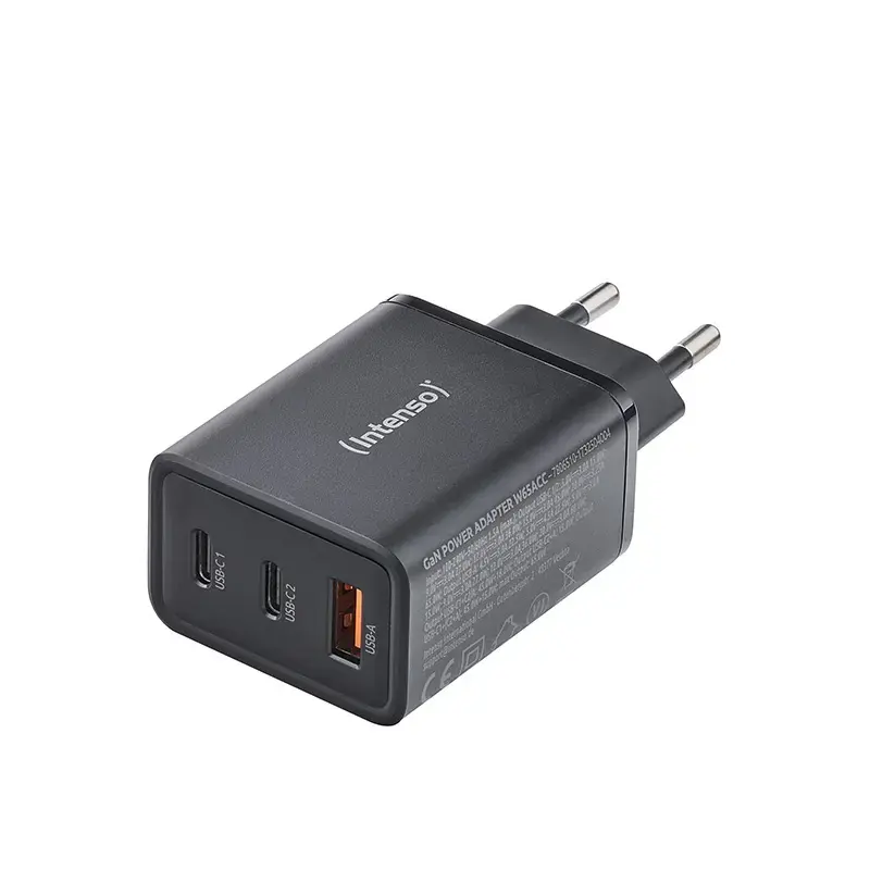 Power Adapter Intenso W65ACC USB-A and USB-C ports black