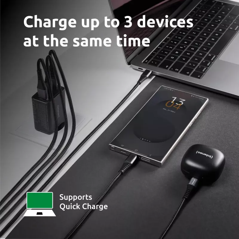 Power Adapter Intenso W65ACC USB-A and USB-C ports black