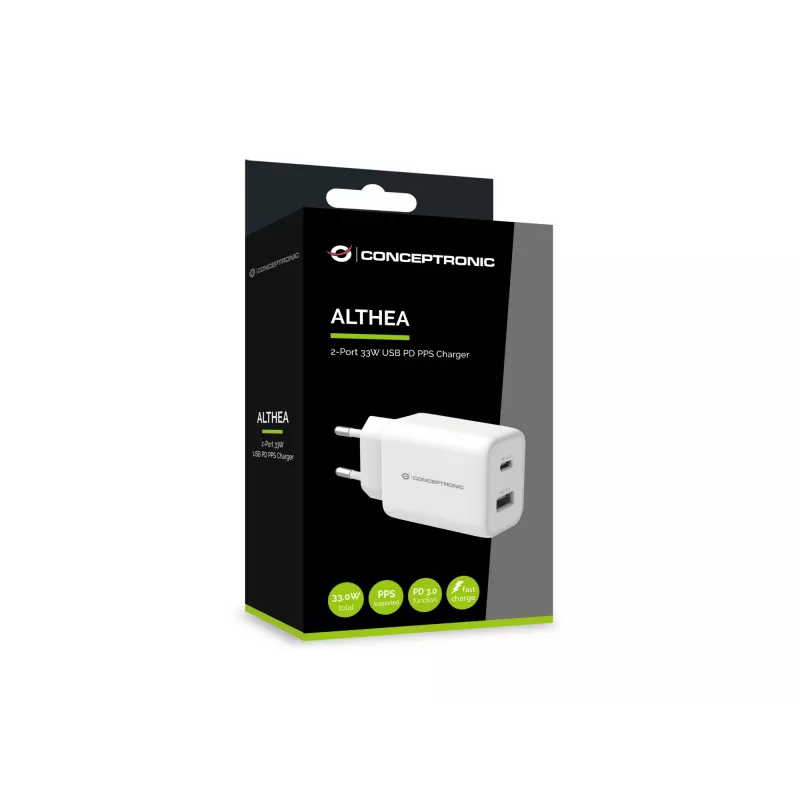 Conceptronic ALTHEA 2-Port 33W USB PD PPS Charger, QC 3.0